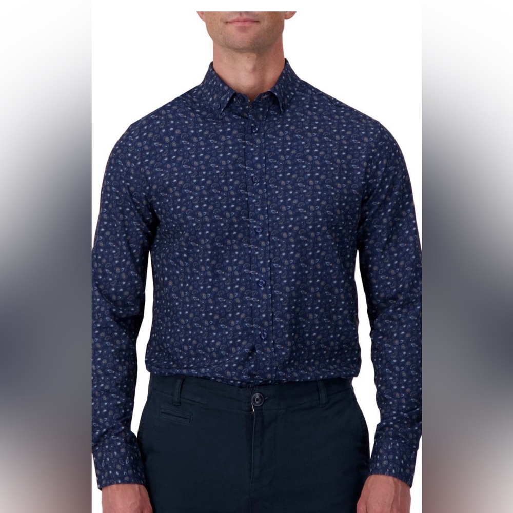 Heritage Report Collection Long Sleeve 4-Way Stretch Paisley Button Up Shirt